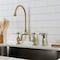Kingston Brass Bridge Kitchen Faucet with Brass Sprayer, Brushed Brass KS7797BPLBS - alternate 2